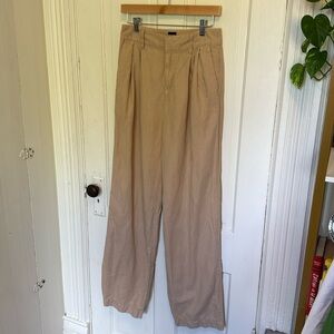 GAP Wide Leg High Rise Linen Pants in Moonstone